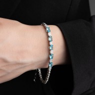 اسوارة  تنس فضة عيار 925 بحجر ازرق